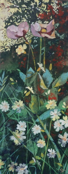 Peinture intitulée "Fleurs d'été" par Valérie Eguchi, Œuvre d'art originale, Pigments Monté sur Panneau de bois