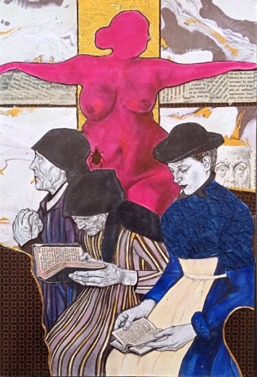 Collages intitolato "La Bête Humaine" da Valérie Fistarol, Opera d'arte originale, Collages