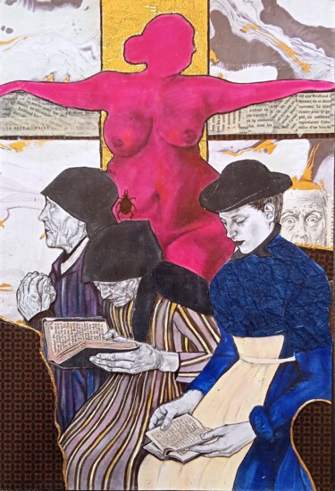 Collages titled "La Bête Humaine" by Valérie Fistarol, Original Artwork, Collages