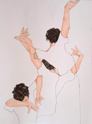 Drawing titled "Danseuses" by Valérie Fistarol, Original Artwork, Marker