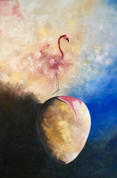 Painting titled "Ancrage, moment pré…" by Valérie Fitzpatrick, Original Artwork, Oil