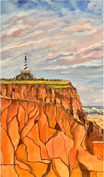 Painting titled "Le phare" by Valérie Fitzpatrick, Original Artwork, Oil