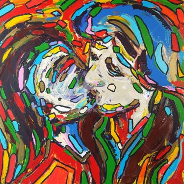 Painting titled ""Poétique baiser"" by Valérie Guerinoni, Original Artwork, Acrylic