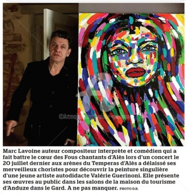Pittura intitolato "Marc Lavoine a côté…" da Valérie Guerinoni, Opera d'arte originale, Acrilico