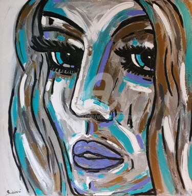 Painting titled ""Imagine"." by Valérie Guerinoni, Original Artwork, Acrylic Mounted on Wood Stretcher frame