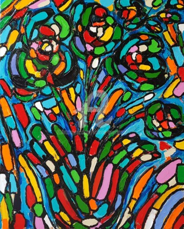 Peinture intitulée "Fleurs d'artifice." par Valérie Guerinoni, Œuvre d'art originale, Acrylique