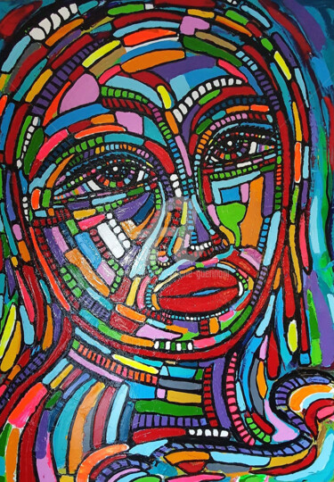 Pintura titulada "L'oeil perçoit mais…" por Valérie Guerinoni, Obra de arte original, Acrílico Montado en Bastidor de camill…