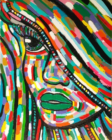 Malerei mit dem Titel "Au fil des couleurs." von Valérie Guerinoni, Original-Kunstwerk, Acryl