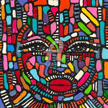 Painting titled "Masque africain" by Valérie Guerinoni, Original Artwork, Acrylic