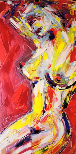 Schilderij getiteld "Rouge désir" door Valérie Guerinoni, Origineel Kunstwerk, Acryl