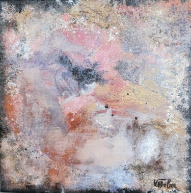 Painting titled "Rose Poudré" by Valerie Helm, Original Artwork, Oil Mounted on Wood Panel