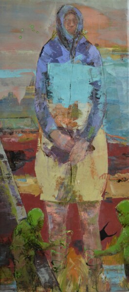 Картина под названием "Quai des bruines" - Valérie Jayat, Подлинное произведение искусства, Масло Установлен на Деревянная р…