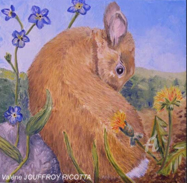 Peinture intitulée "Canel le lapin" par Valérie Jouffroy Ricotta, Œuvre d'art originale, Huile