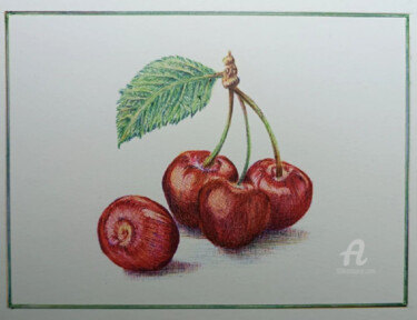 Desenho intitulada "Les cerises" por Valérie Jouffroy Ricotta, Obras de arte originais, Canetac de aerossol