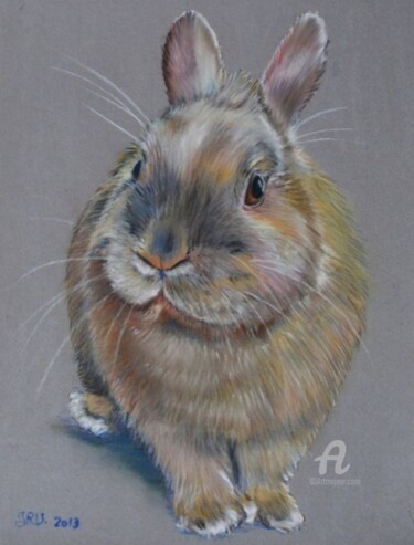Painting titled "Canel le lapin - Pa…" by Valérie Jouffroy Ricotta, Original Artwork, Pastel