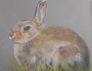 Painting titled "Mr lapin se repose…" by Valérie Jouffroy Ricotta, Original Artwork, Pastel