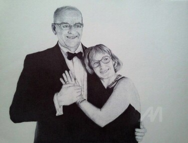 Drawing titled "Pierre et Pascale l…" by Valérie Jouffroy Ricotta, Original Artwork, Ballpoint pen