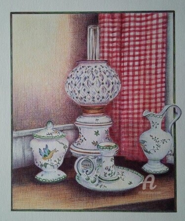 Drawing titled "Les porcelaines" by Valérie Jouffroy Ricotta, Original Artwork, Ballpoint pen