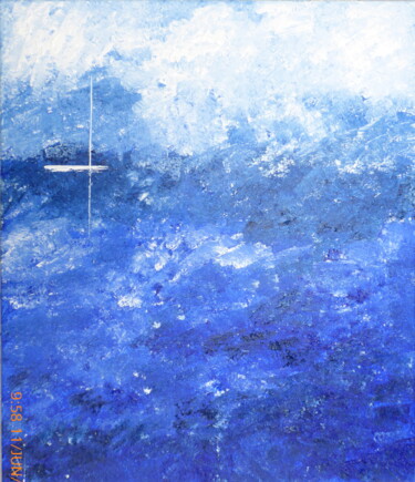 Pittura intitolato "voilier dans la bru…" da Valerie   Jouve, Opera d'arte originale, Acrilico