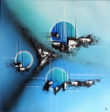 Painting titled "Les voyages de Cyra…" by Valérie Lamarre, Original Artwork, Acrylic Mounted on Wood Stretcher frame