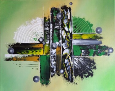 Painting titled "Cache-cache" by Valérie Lamarre, Original Artwork, Acrylic Mounted on Wood Stretcher frame