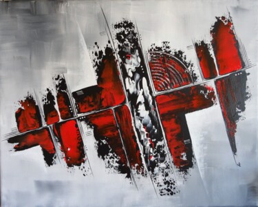 Painting titled "Octobre rouge" by Valérie Lamarre, Original Artwork, Acrylic Mounted on Wood Stretcher frame