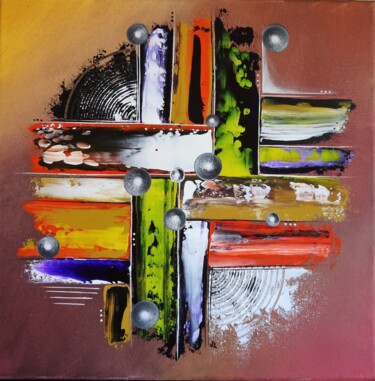 Картина под названием "Traffic" - Valérie Lamarre, Подлинное произведение искусства, Акрил Установлен на Деревянная рама для…