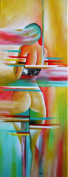 Painting titled "Q2" by Valérie Lamarre, Original Artwork, Acrylic Mounted on Wood Stretcher frame