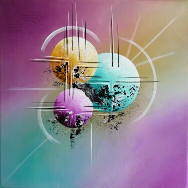 Painting titled "Les voyages de Cyra…" by Valérie Lamarre, Original Artwork, Acrylic Mounted on Wood Stretcher frame