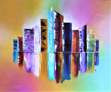 Peinture intitulée "City Q" par Valérie Lamarre, Œuvre d'art originale, Acrylique Monté sur Châssis en bois