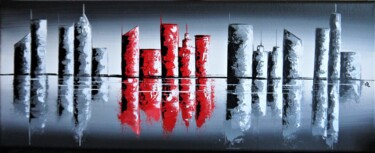Картина под названием "City N" - Valérie Lamarre, Подлинное произведение искусства, Акрил Установлен на Деревянная рама для…
