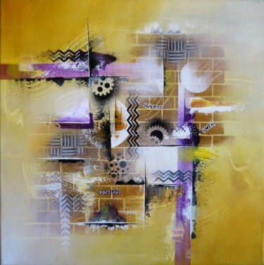 Painting titled "ŝanco" by Valérie Lamarre, Original Artwork, Acrylic Mounted on Wood Stretcher frame