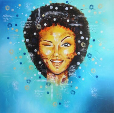 Painting titled "Tissia" by Valérie Lamarre, Original Artwork, Acrylic Mounted on Wood Stretcher frame