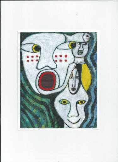 Disegno intitolato "Réincarnations" da Valérie Lang, Opera d'arte originale, Acrilico