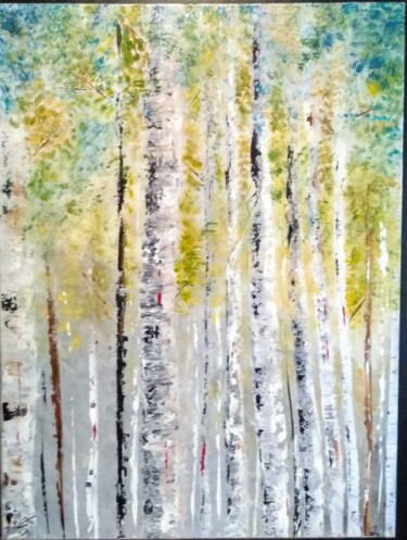 Painting titled "Forêt" by Valérie Lavrut, Original Artwork, Acrylic Mounted on Wood Panel