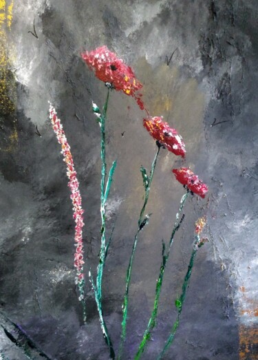 Painting titled "Fleurs sauvages" by Valérie Lavrut, Original Artwork, Acrylic