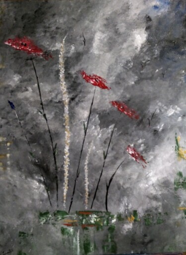 Painting titled "Fleurs" by Valérie Lavrut, Original Artwork, Acrylic