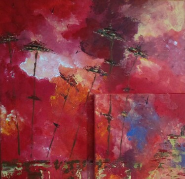 Pittura intitolato "Amazonie ardente." da Valérie Lavrut, Opera d'arte originale, Acrilico