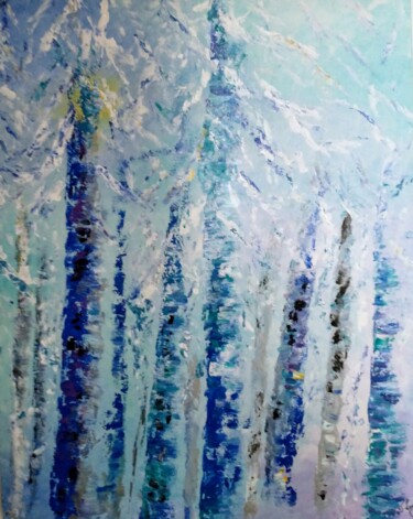 Painting titled "foret d'hiver" by Valérie Lavrut, Original Artwork, Acrylic