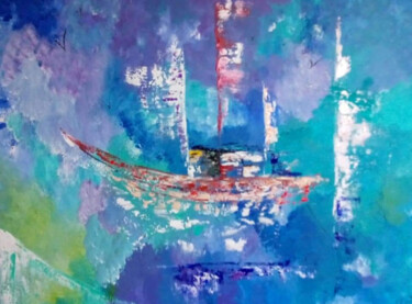 Painting titled "petit bateau" by Valérie Lavrut, Original Artwork, Acrylic