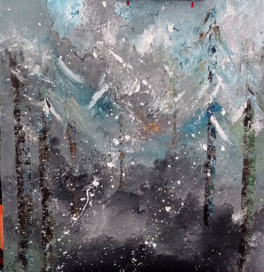 Painting titled "Sapins" by Valérie Lavrut, Original Artwork, Acrylic