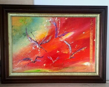 Painting titled "spirit of st Louis" by Valérie Lavrut, Original Artwork, Acrylic Mounted on Wood Stretcher frame