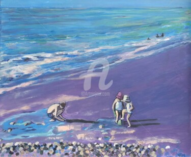 Pintura titulada "Beach-boys" por Valérie Le Meur, Obra de arte original, Acrílico Montado en Bastidor de camilla de madera