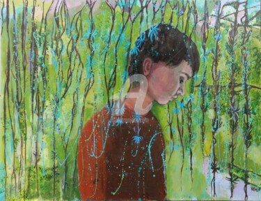 「Springtime in the g…」というタイトルの絵画 Valérie Le Meurによって, オリジナルのアートワーク, アクリル ウッドストレッチャーフレームにマウント