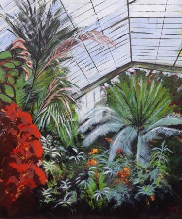 Painting titled "the greenhouse-exub…" by Valérie Le Meur, Original Artwork, Acrylic Mounted on Wood Stretcher frame