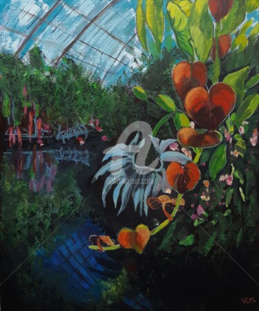 Pintura titulada "The greenhouse-Symp…" por Valérie Le Meur, Obra de arte original, Acrílico Montado en Bastidor de camilla…
