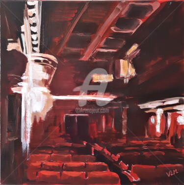 Painting titled "Le théâtre du Ranel…" by Valérie Le Meur, Original Artwork, Acrylic Mounted on Wood Stretcher frame