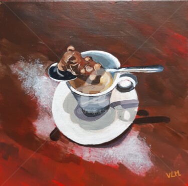 Painting titled "Coffee n' chocolate…" by Valérie Le Meur, Original Artwork, Acrylic Mounted on Wood Stretcher frame