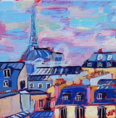 Pintura intitulada "Mon petit Paris" por Valérie Le Meur, Obras de arte originais, Acrílico