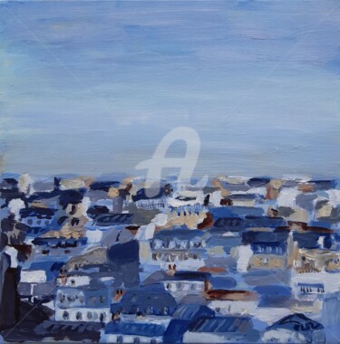 Painting titled "Sunny Paris (Paris…" by Valérie Le Meur, Original Artwork, Acrylic Mounted on Wood Stretcher frame